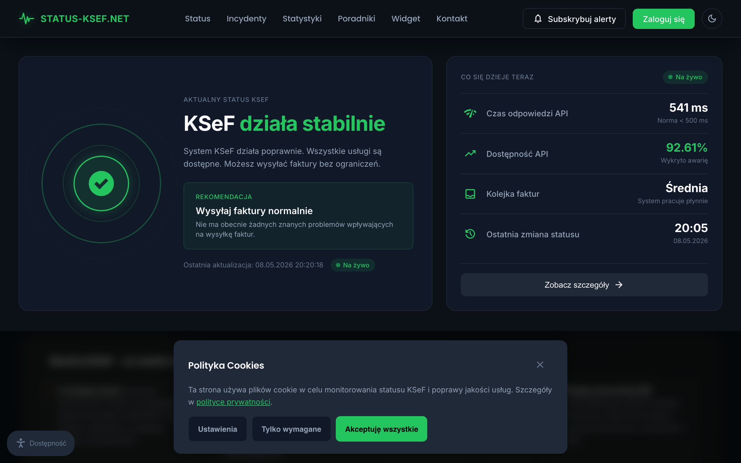 KSeF Status Monitor - rzeczywisty zrzut ekranu